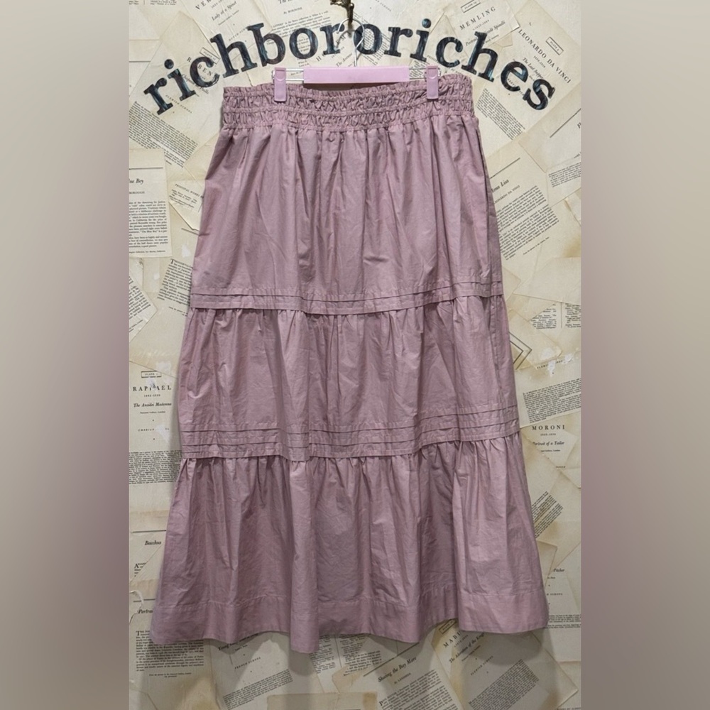 Anthropologie The Somerset Skirt Maxi Tiered Ruffle Smocked Waist Rose - Picture 7 of 7
